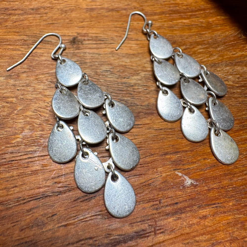 Elegant Silver Chandelier Teardrop Earrings